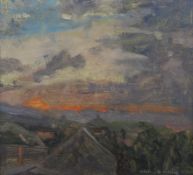 Richard Pikesley (British, born 1951), oil on board, 'Middlehill Farm'.