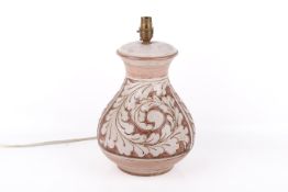 A mid-century Italian terracotta pottery lamp base of baluster form.