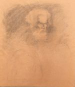 A large charcoal on brown paper drawing, 'Study for St Peter'.