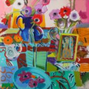 Pauline Vincent, (British, born 1980), acrylic on canvas, 'African Patchwork'.