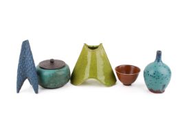 A collection of five mid-century Danish stoneware items.