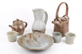 A collection of seven 20th century, Danish design earthenware studio pottery items.