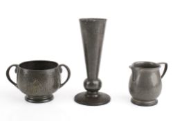 Three Liberty Tudric English pewter items.