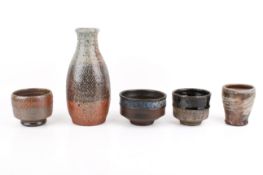 A collection of five mid-century Danish studio pottery earthenware items.