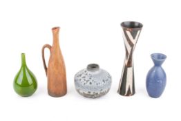 A collection of five mid-century Scandinavian, Swedish design stoneware vases for Rostrand.