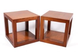 A pair of vintage style solid hardwood teak side tables.