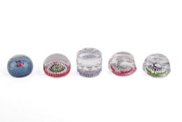 Five Whitefriars and Paul Ysart paperweights.