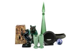 A group of mid-century glass and ceramic items.