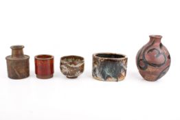 A collection of five mid-century Danish studio pottery earthenware items.