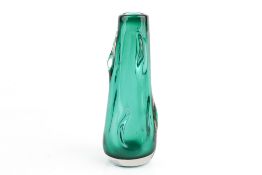 A vintage Whitefriars style 'knobbly' green glass vase.