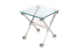 A modern retro style glass top side table.