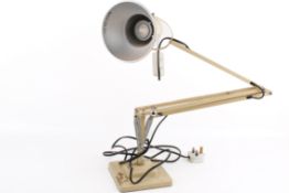 A mid-century, Herbert Terry & Sons cream, two-step, anglepoise lamp. On circular base.