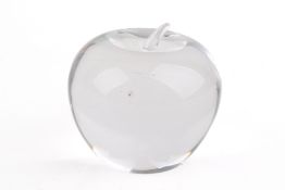 A Tiffany & Co glass paperweight in the form of an apple. In original box.