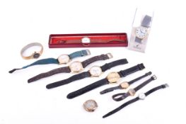 A small group of wristwatches and a 9ct gold cased example.