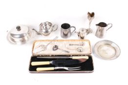 Group of assorted silverplate. Including Mappin & Webb muffin dish and cover, etc.