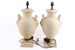 A pair of ceramic table lamps.