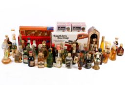 A collection of assorted vintage alcocholic miniatures with old new stock of Sparklets, etc.