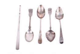 Five pieces of silver and white metal.