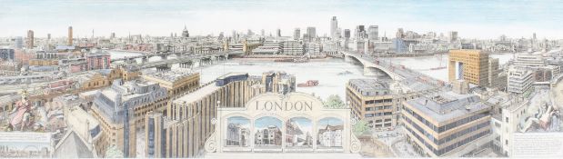 Andrew Ingamells (1956) - London, panaramic view of the Thames, signed limited edition print. No.