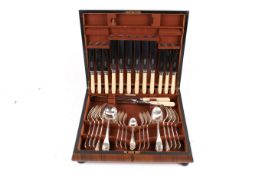 Art Deco style Fenton Bros. Ltd. 40 piece canteen of silver plated cutlery, mostly for six.
