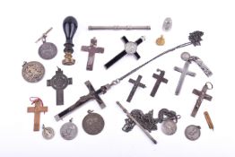 A small group of silver and white metal collectables.