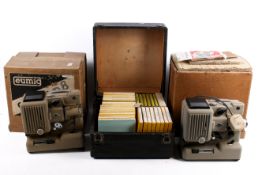 A collection of 33x STD 8mm cine films and two Eumig cine projectors.