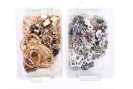 Two boxes of costume jewellery.