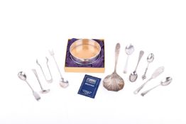 A small group of Georgian and later silver and silverplated table items.