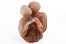 A mid-20th century carved stone sculpture, 'Lovers', in the manner of Morton Gaffin.