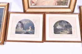 A group of assorted 19th century coloured prints. Including a pair dancing ladies and three others.