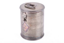 A vintage silver plated biscuit barrel.