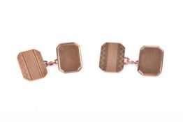 A pair of 9ct gold cufflinks.
