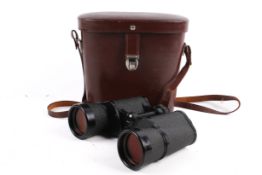 A pair of vintage Carl Ziess Jena binoculars 10x50W. S/n 112018 with leather case.