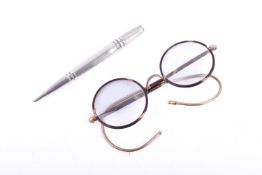 A 'Life-Long' white metal propelling pencil and a pair of vintage spectacles.