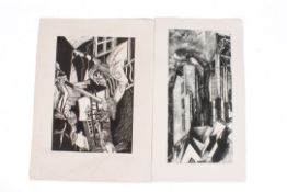 Penny Brewill, two artist's proof etchings, 'Search for Seagulls' and 'The Baseball Game'.