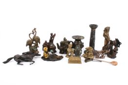 A collection of assorted small bronze and brass items. Including some oriental, etc.