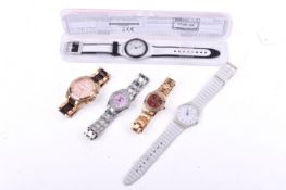 Five costume watches including two Swatch watches.