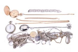 A collection of silver jewellery and costume jewellery.