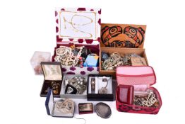 A quantity of costume jewellery and wristwatches.