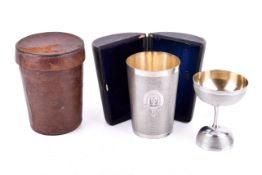 An early 20th century silver plated communion set.