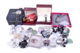 A collection of costume jewellery and fashion watches.
