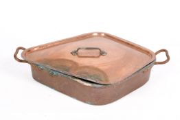 A large vinatge copper fish kettle (wrong cover).