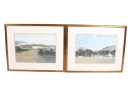 Roy Perry (British), Two prints titled 'Seven Iron' and 'Setting The Field'.