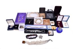A collection of assorted costume jewellery in boxes.