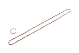 A 9ct gold chain necklace and a ring.