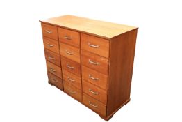 Modern bank of drawers (three by five).