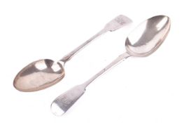 A pair of Georgian silver table spoons.