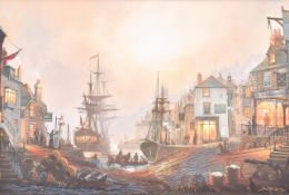 Two D Macleod canvas prints. Including 'Shipwreck in Heces Bay', titled verso, 31cm x 46cm.