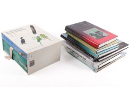 A collection of books related to birds.
