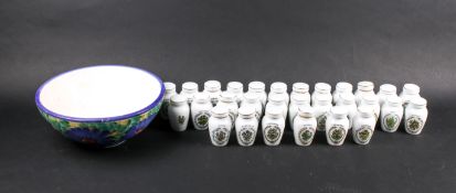 A collection of Franklin Mint Gloria Concepts porcelain herb storage jars.